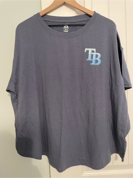 Majestic Tops - Majestic TB Rays logo blue tee